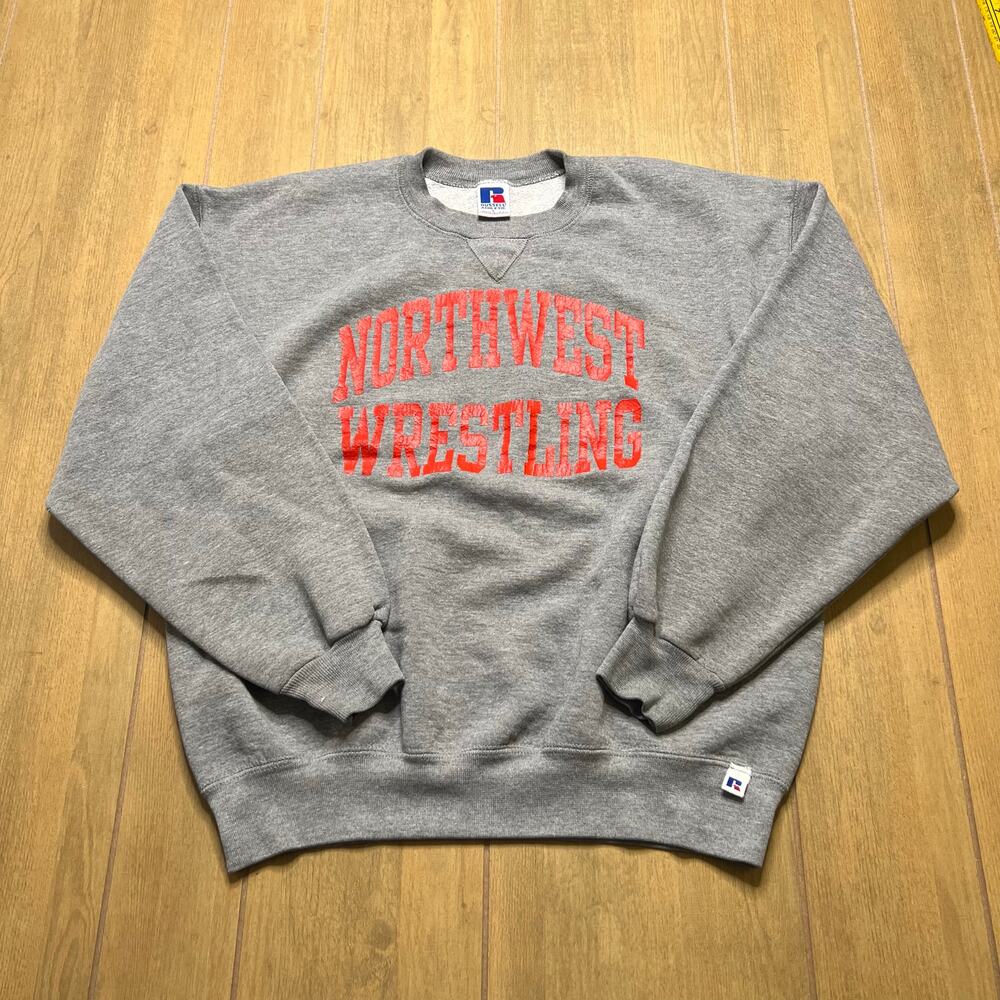 Vintage 90s Russell Athletic Northwest Wrestling Sweatshirt Sz L Gray Made‎ USA